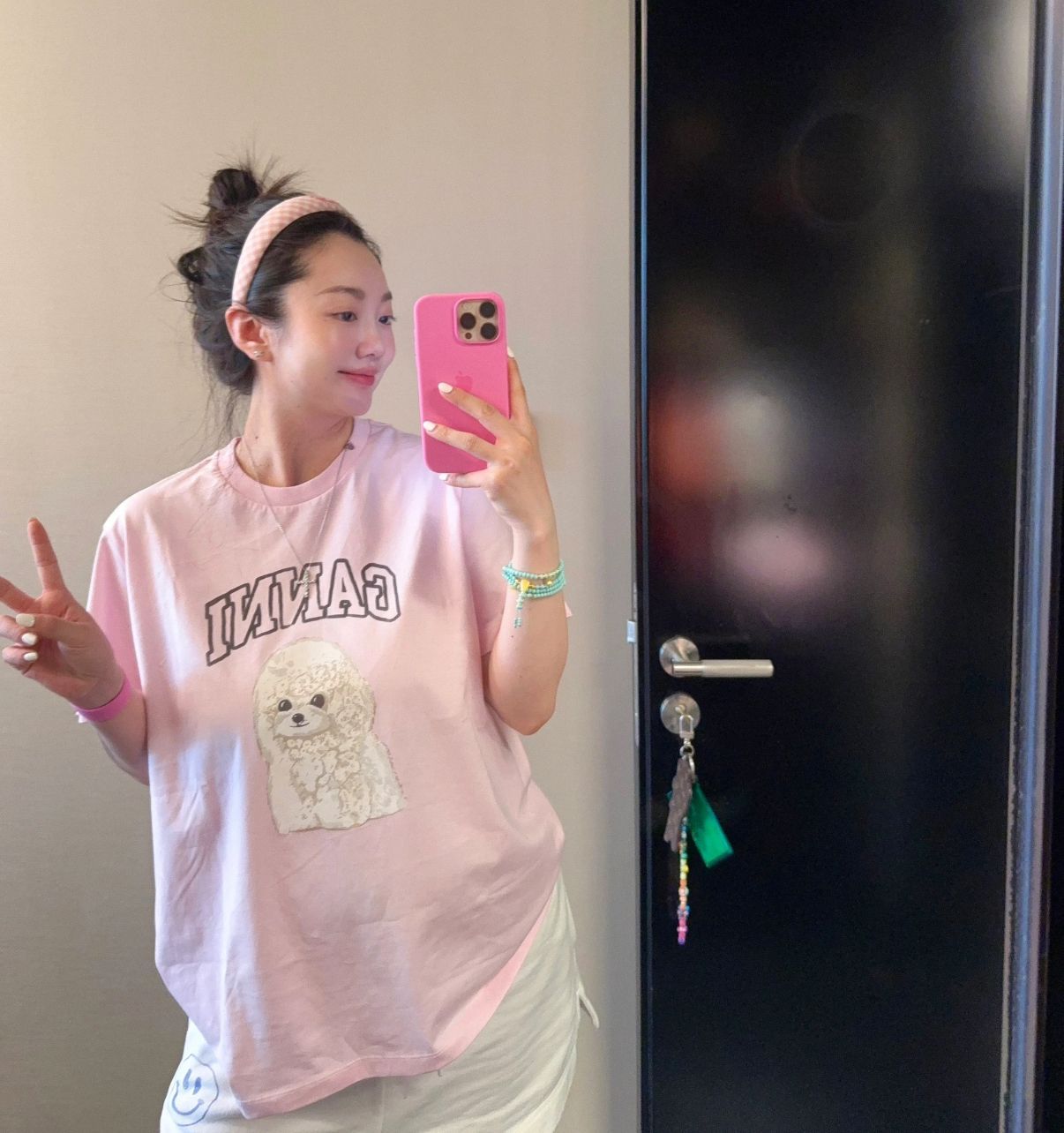 GANNI ガニー Tシャツ 半袖 レディース プードル グラフィック