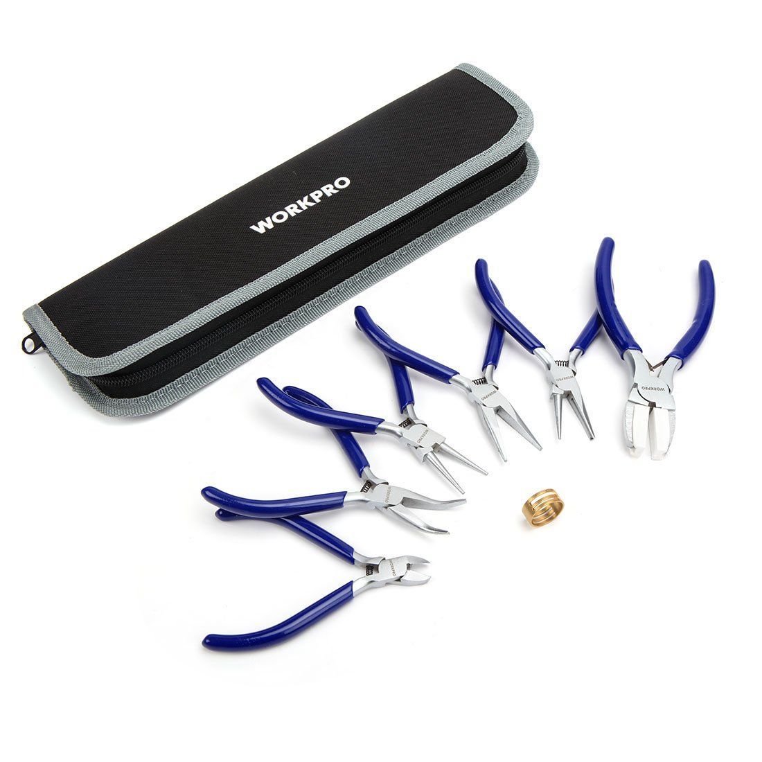 【完全版】WORKPRO アクセサリー用工具セット 8点セット 手芸ペンチセット ペンチ 平ペンチ 丸やっとこ ニッパー 精密手作り ビーズ製作 クラフト ハンドメイド DIY 道具 スプリング式 自動開