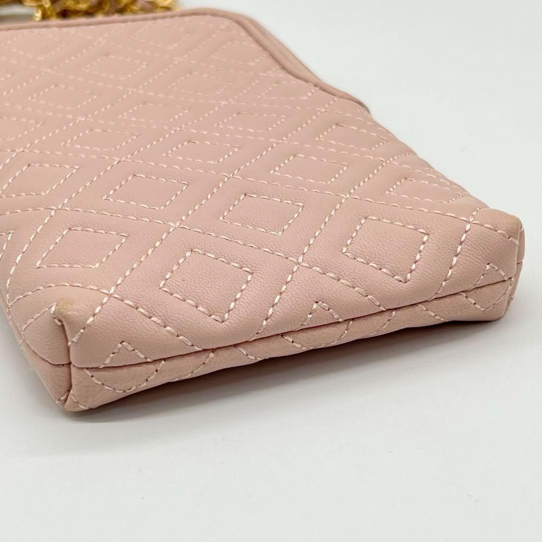 美品】Tory Burch スマホショルダー キルティングレザー ピンク