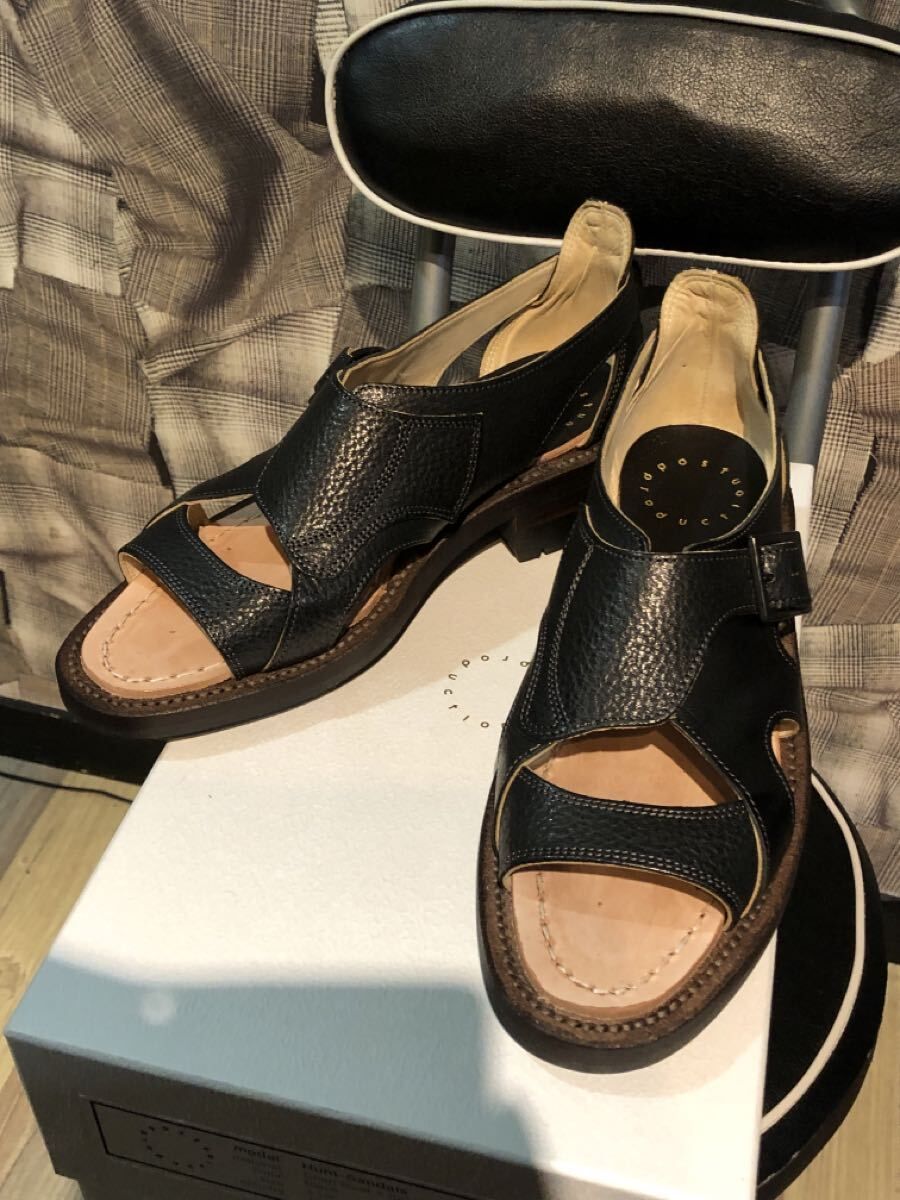 福岡 Post Production HUNT Sandals ポストプロダクションズ ハントサンダル スニーカー レザー ブラック サイズ3 1|2 Goat×Horse FK