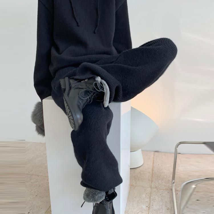 ウールパンツ レディース ポケット付き ニットパンツ ワイド