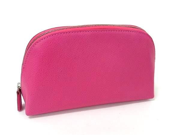 SMYTHSON ピンク レザー ポーチ □美品□ SMYTHSON スマイソン レザー メイクポーチ 化粧ポーチ