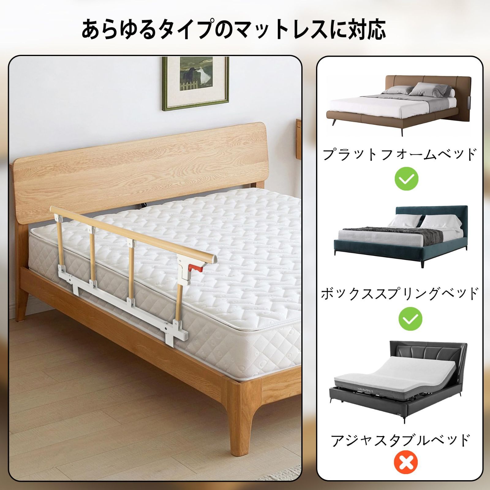 驚きの激安価格 転落防止 ベッド柵 折りたたみ式 介護用サイドレール 幅96cm その他