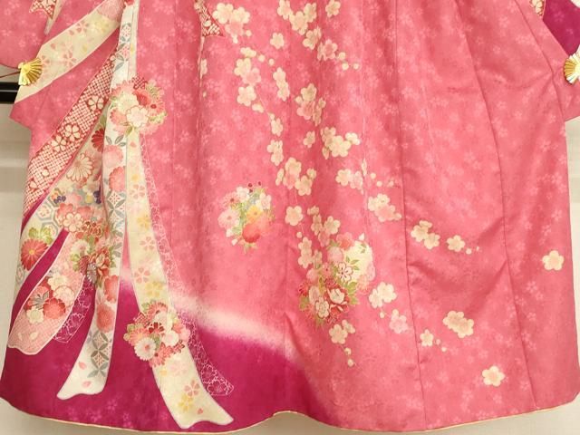 平和屋着物[]七五三 女の子 7歳 祝着 四つ身 長襦袢セット 刺繍