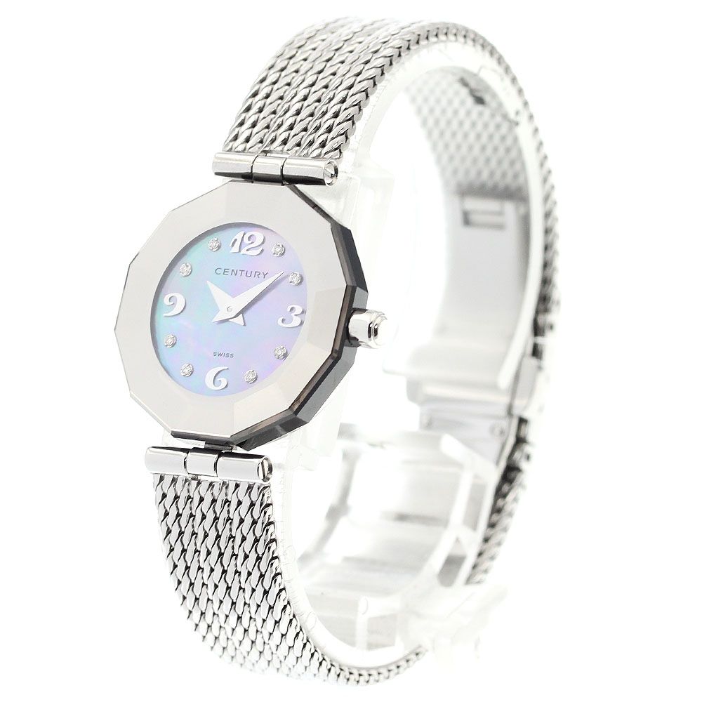 センチュリー CENTURY タイムジェム ブルーシェル文字盤 8Pダイヤモンド クォーツ レディース _910804