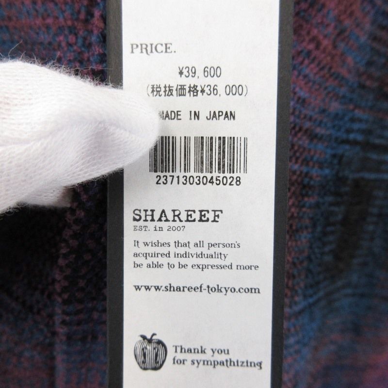 未使用 SHAREEF シャリーフ MOLE CHECK L/S SHIRTS 23713030