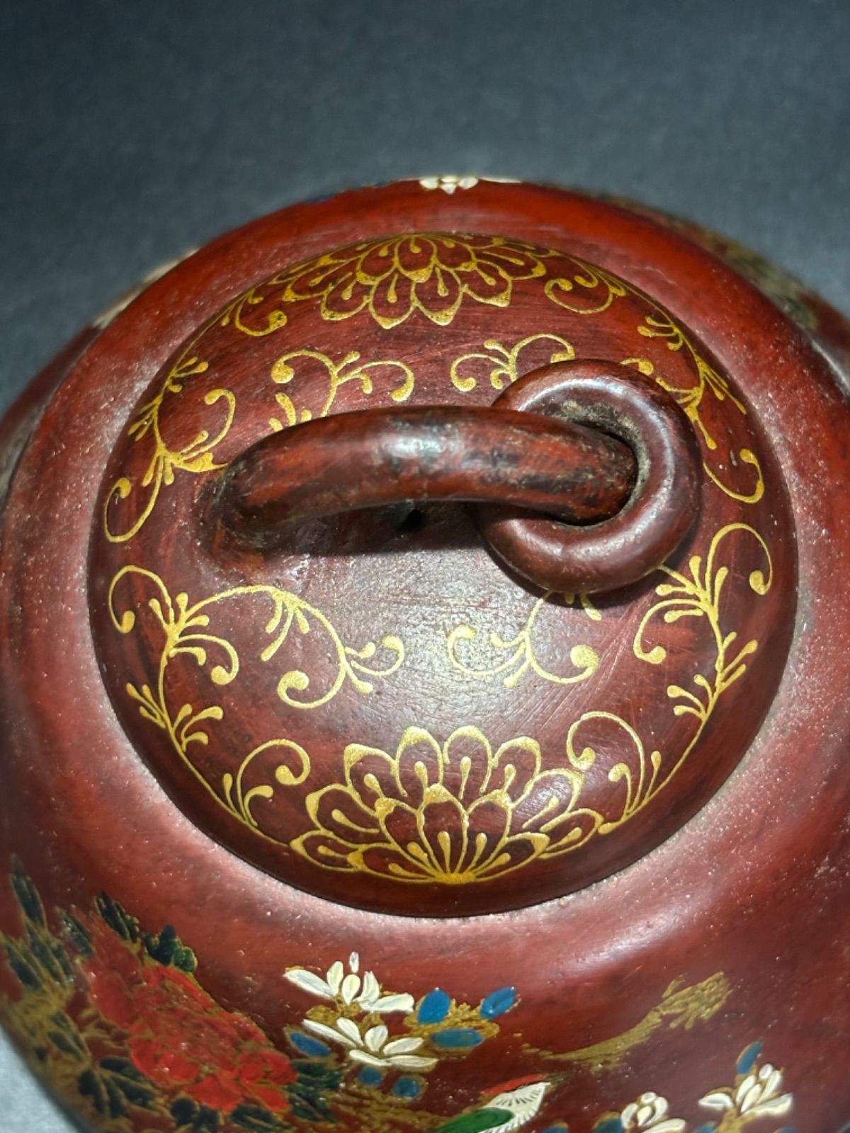 中国 紫砂壺 描金彩繪 壺 漆器盒付 茶道品 煎茶道具 文房賞物