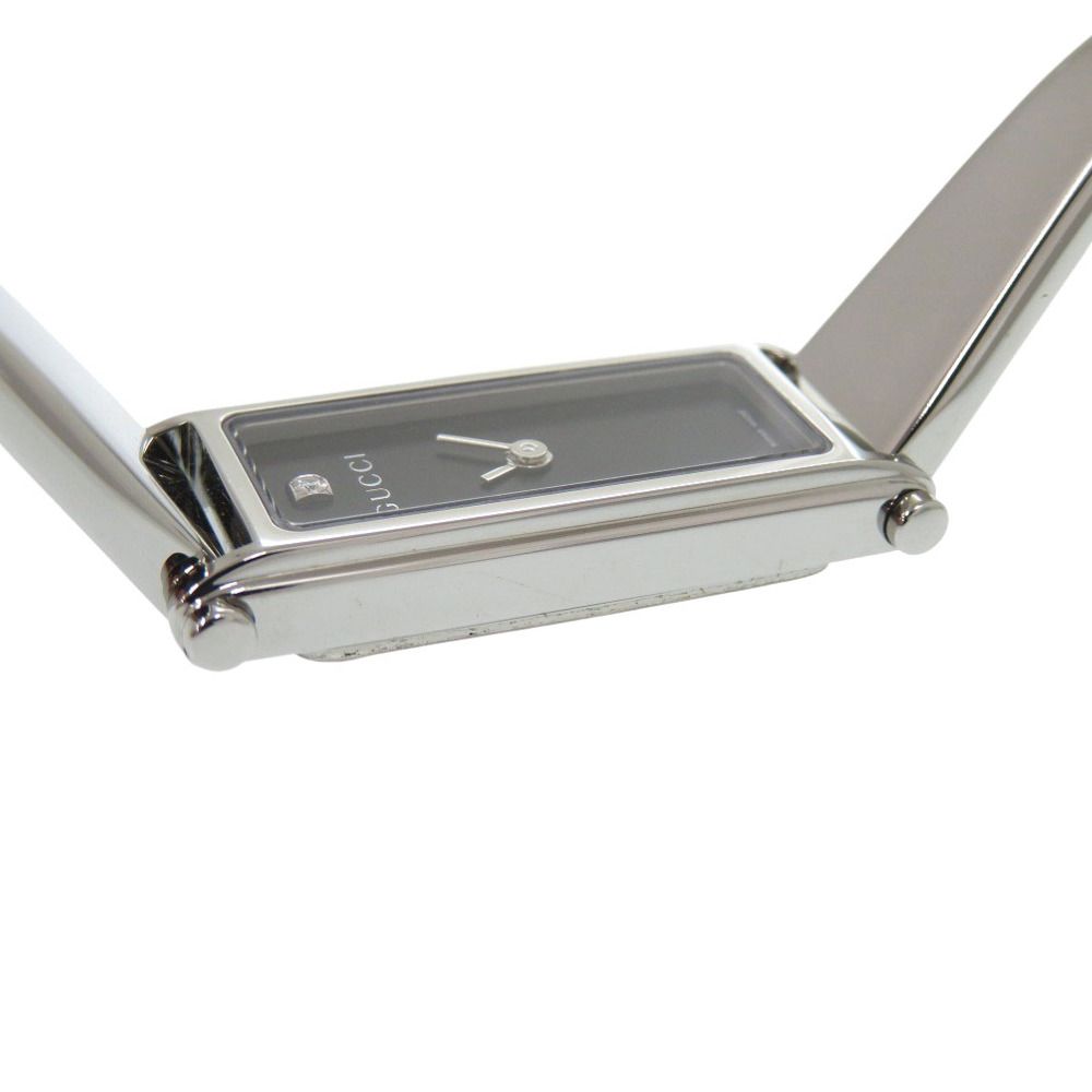 美品 グッチ 1Pダイヤ 1500L SS ブラック 黒文字盤 シルバー クオーツ  