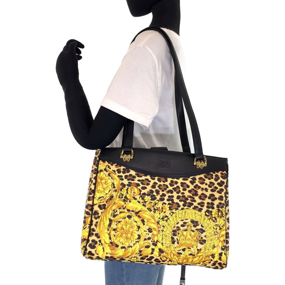 超美品 Gianni Versace ジャンニ・ヴェルサーチ レオパード柄 イエロー  