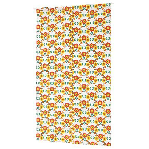 ナチュラル TOMO CORPORATIONのれん レトロフラワー 暖簾 150cm丈 花柄 昭和レトロ ナチュラル