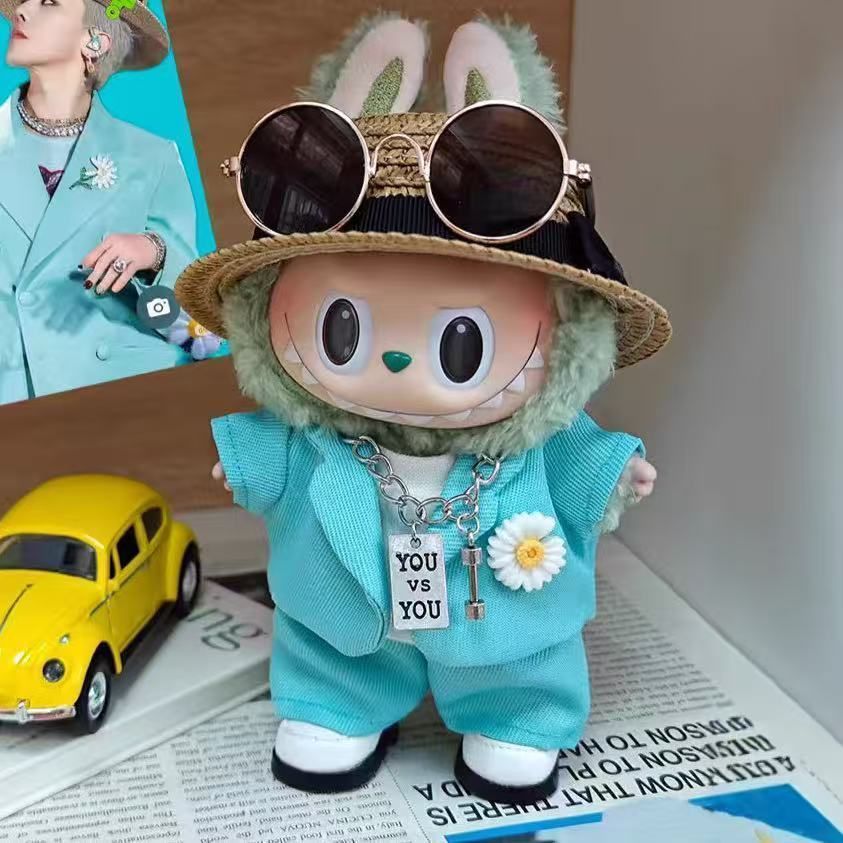 美品 LABUBU服着せ替えラブブ服 G-DRAGON 01 LABUBU ラブブ G-DRAGON ジヨン 衣装 着せ替え ぬい服 17cm
