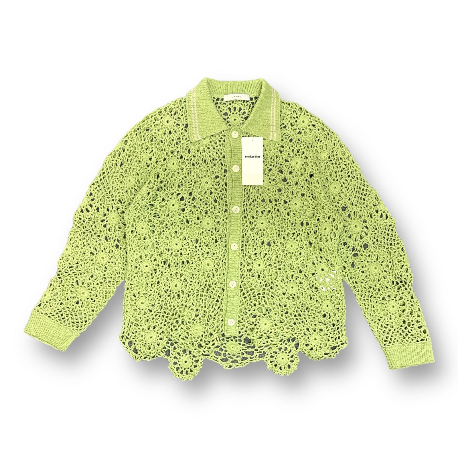定価60500円 美品 Jieda 23SS FLOWER HAND KNITTING CARDIGAN フラワー ハンド ニット カーディガン ジエダ Jie-23S-KN01  ミント 2   59639A