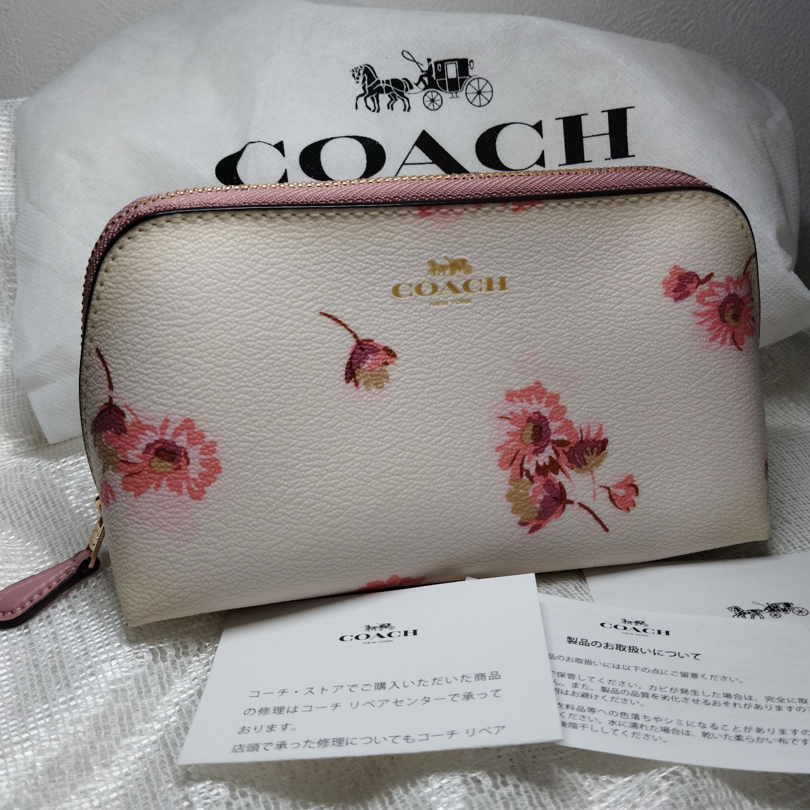 最終値下げ】✨美品✨コーチ COACH ポーチ レザー PNK 花柄 フローラルプリント F87792 - メルカリ