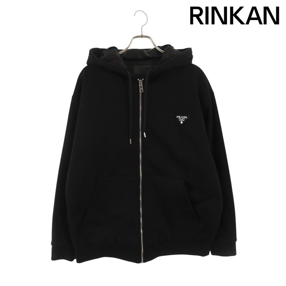 プラダ UJL32B 裏地シルクジップアップパーカー メンズ XL
