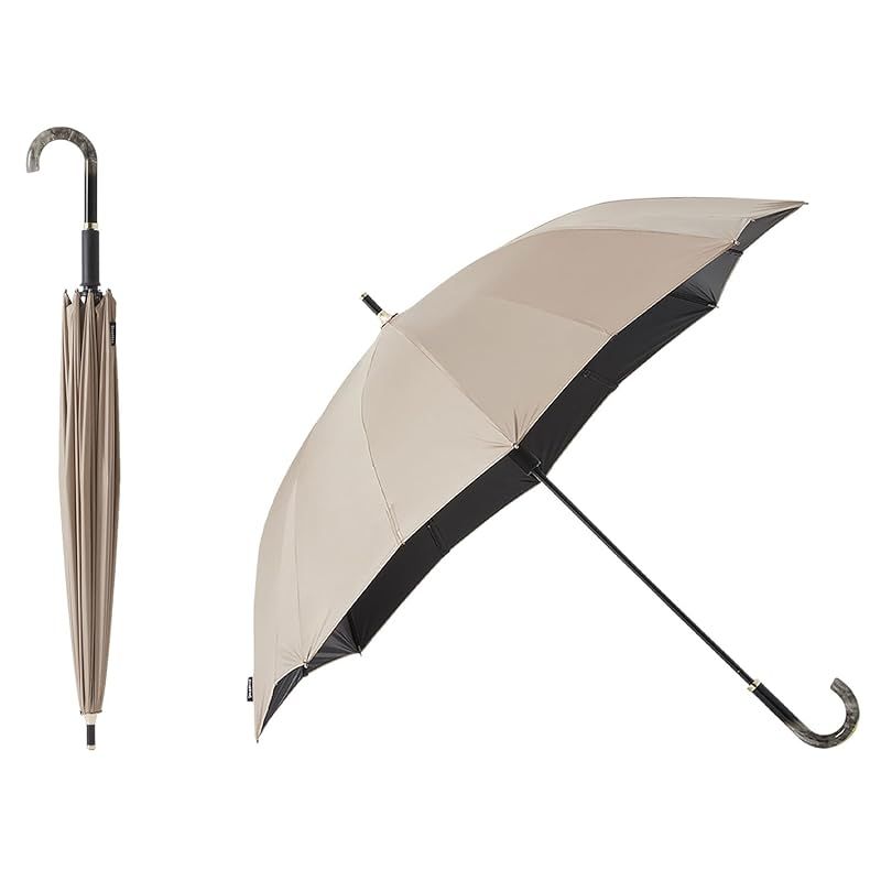 マーナ marna Shupatto アンブレラ UV 日傘 レディース 長傘 傘 メンズ 日傘兼用雨傘 UVカット率 UPF50 遮光 晴雨兼用傘 母の日 パウダーブラウン 55cm S509BR
