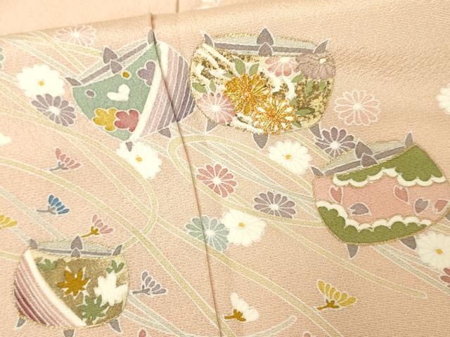 平和屋着物●訪問着　駒刺繍　立波吉祥草花文　暈し染め　金彩　正絹　逸品　DAAW5004ud 平和屋着物○訪問着 駒刺繍 立波吉祥草花文 暈し染め 金彩
