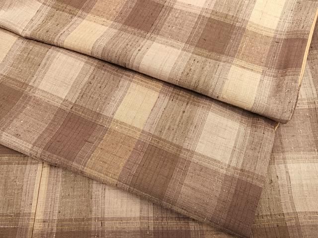 平和屋着物○上質な紬 格子柄 正絹 逸品 BAAT6660hv