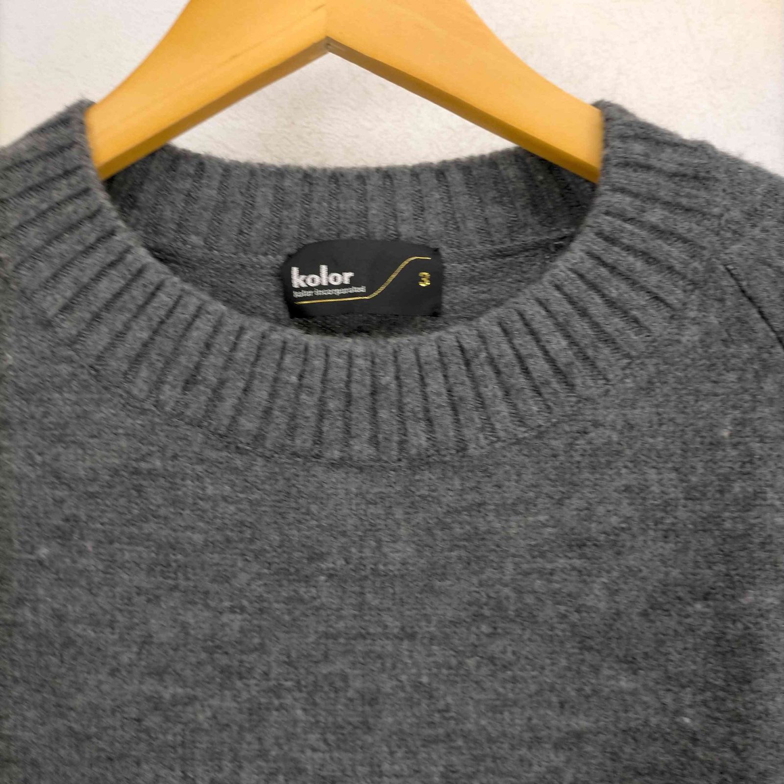 カラー kolor 21AW ウール レイヤードニット セーター 3 グレー
