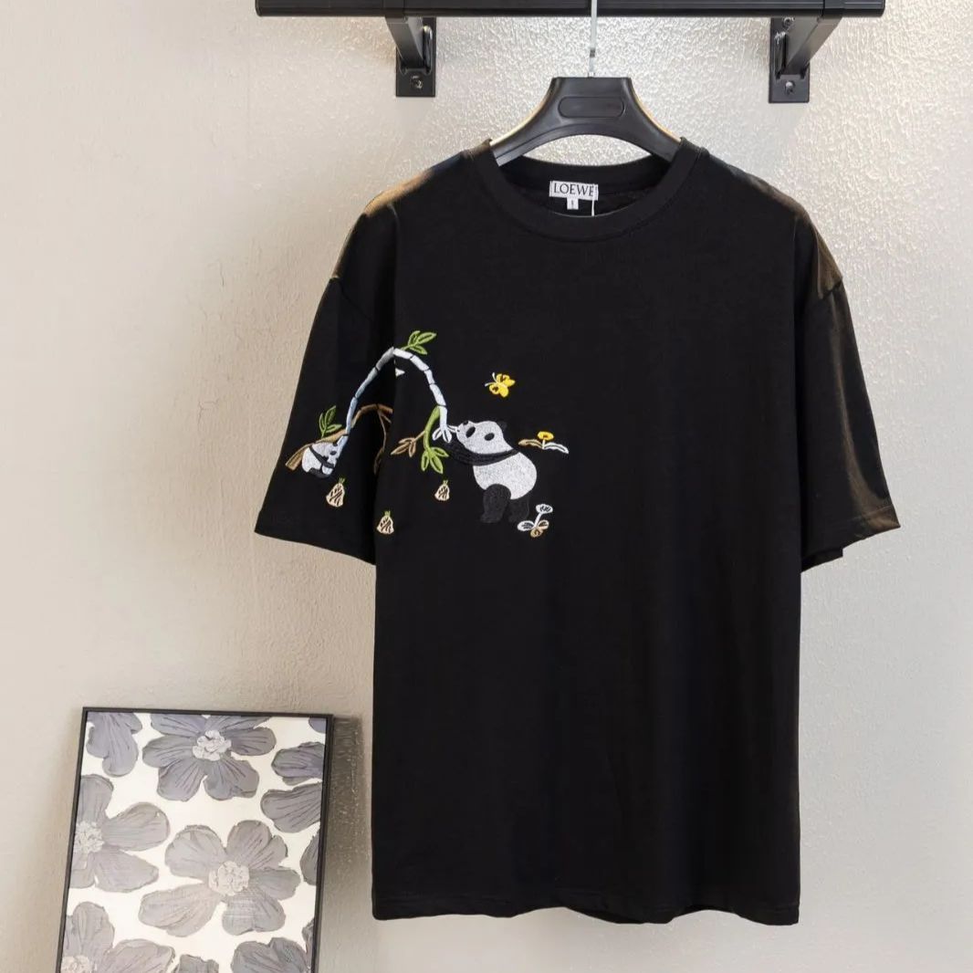 LOEWE パンダ刺繡 Tシャツ ロエベ ブラック