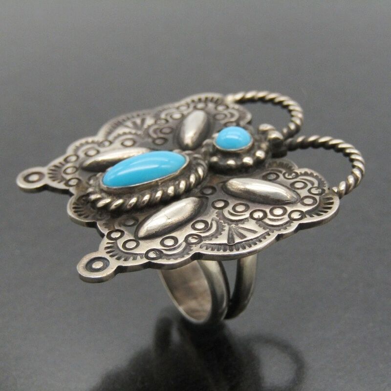 Herman Smith ナバホ族 リング バタフライ ターコイズ ハーマンスミス