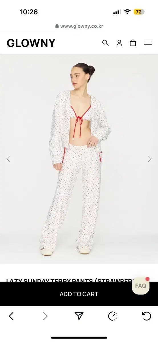 丈夫 GLOWNY グロウニー 딸기 いちご フレンチテリー パンツ M