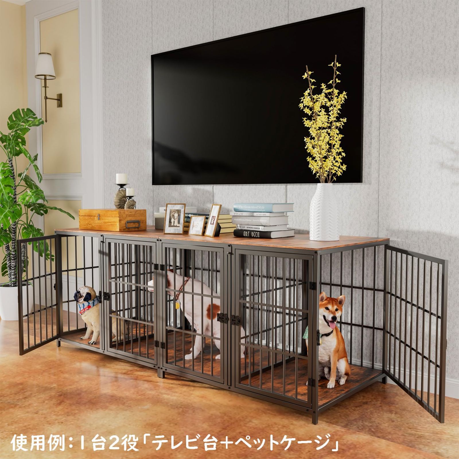 新着商品】BingoPaw 大型犬用ケージ 屋根付き 木製 多頭飼い 犬小屋 仕切り付き 2匹小型犬 室内 インテリア 大きい 中型犬 両開き 頑丈  幅90×60×高さ70 連結可能 - メルカリ