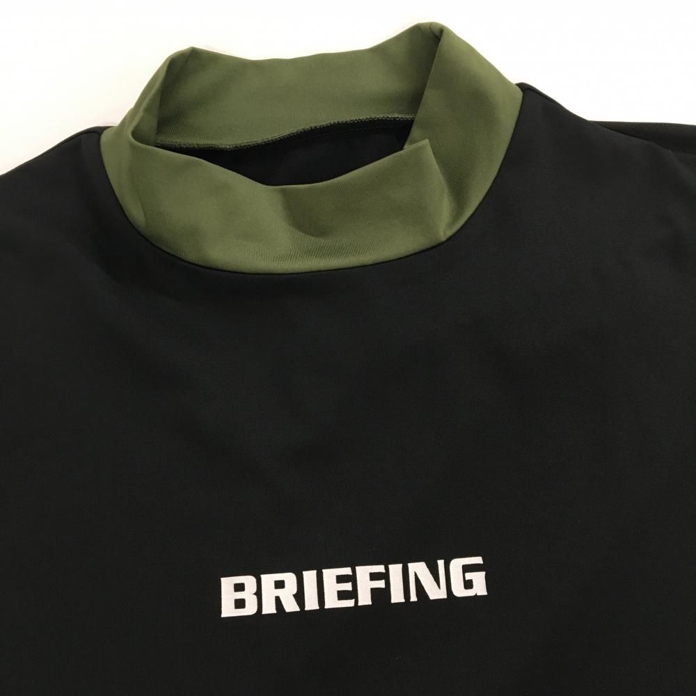 超美品】ブリーフィング 半袖ハイネックシャツ 黒×カーキ バックロゴ  