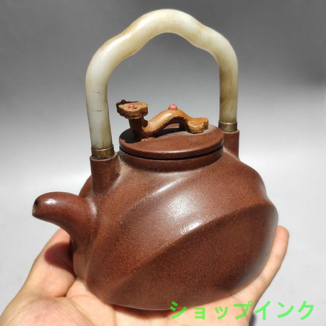 中国古美術・笑桜紫砂壺・ 底款:景舟製陶・宜興原鉱・紫泥急須・茶壺・茶道具・置物 中国古美術・笑桜紫砂壺・ 底款:景舟製陶・宜興原鉱・紫泥急須・茶壺