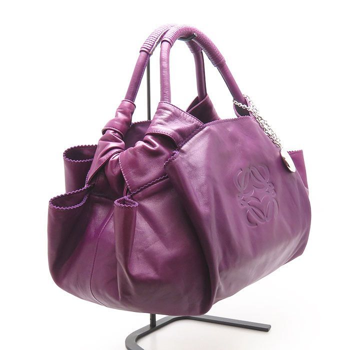 ロエベ】 ナッパアイレ ハンドバッグ パープル ラムスキン LOEWE 紫 