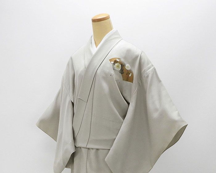 正絹単訪問着〜裄68 単衣 訪問着 正絹 四季花地紙 身丈157.5cm 裄丈