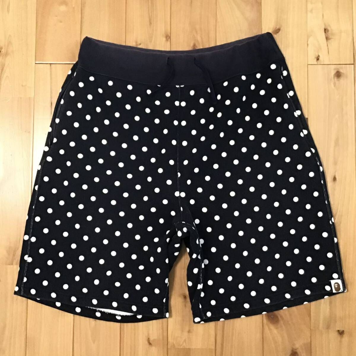 ドット スウェット ハーフパンツ Lサイズ ネイビー a bathing ape BAPE Dot sweat shorts navy ショーツ エイプ ベイプ NIGO