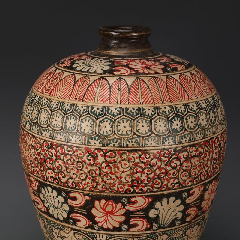 吉州窯色絵梅瓶 陶磁器 現代工芸品 美術品 装飾品 置物 - メルカリ