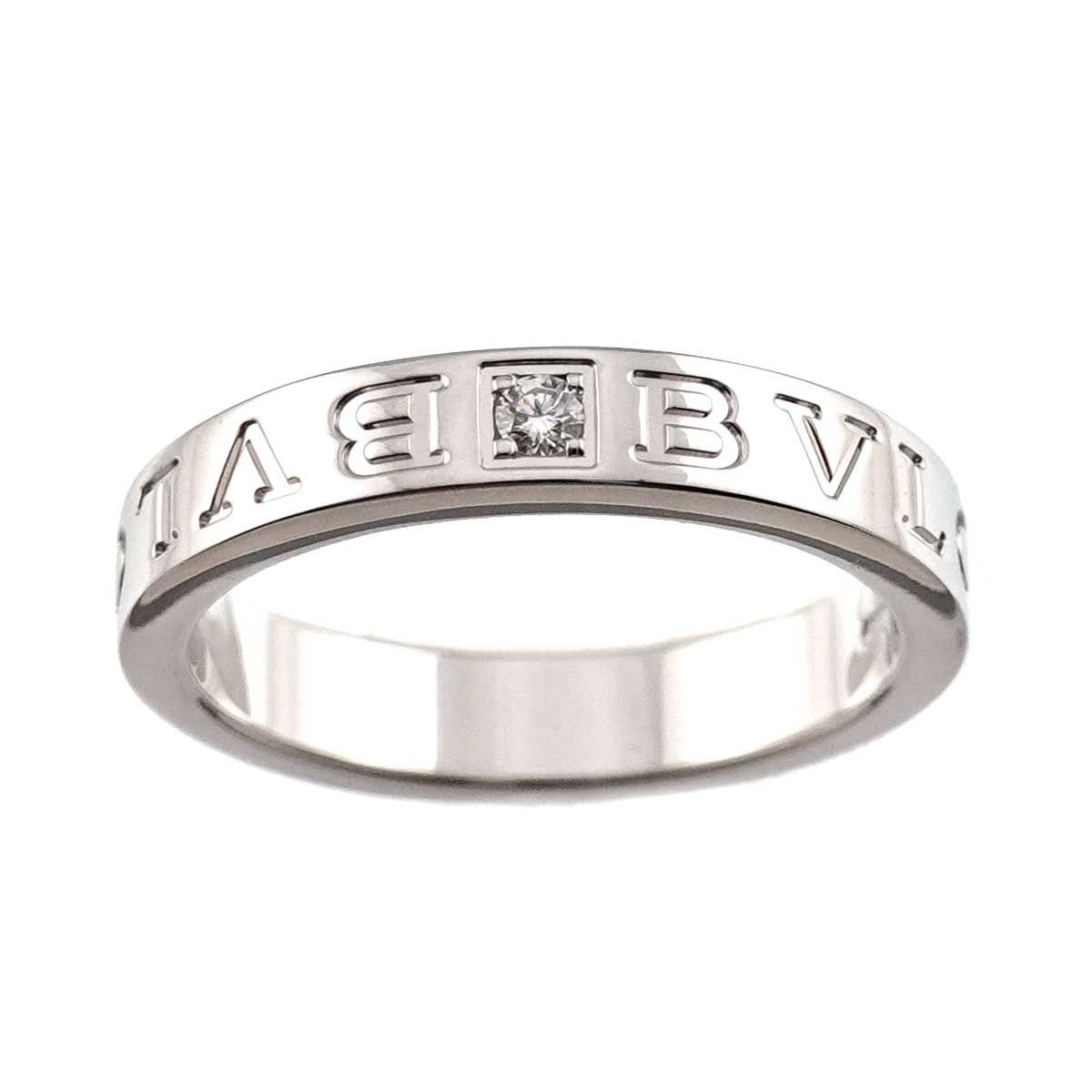 ブルガリ BVLGARI ダブル ロゴ 17.5号 リング ダイヤ 1P K18 WG