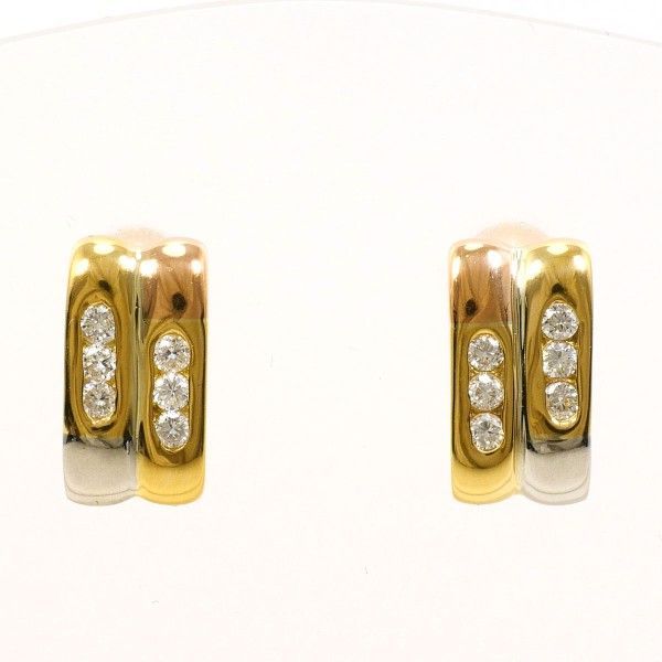 PT850 K18YGPG ピアス earring ダイヤ 0.09 ×2 総重量約3.1g