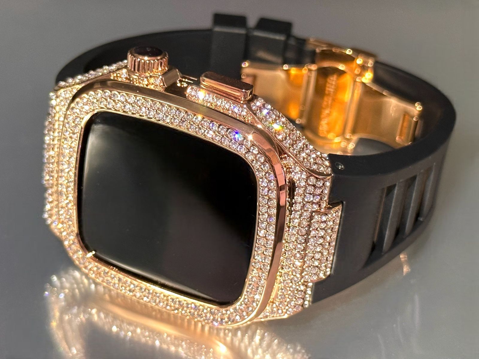 クリスタルローズ金SR アップルウォッチバンド