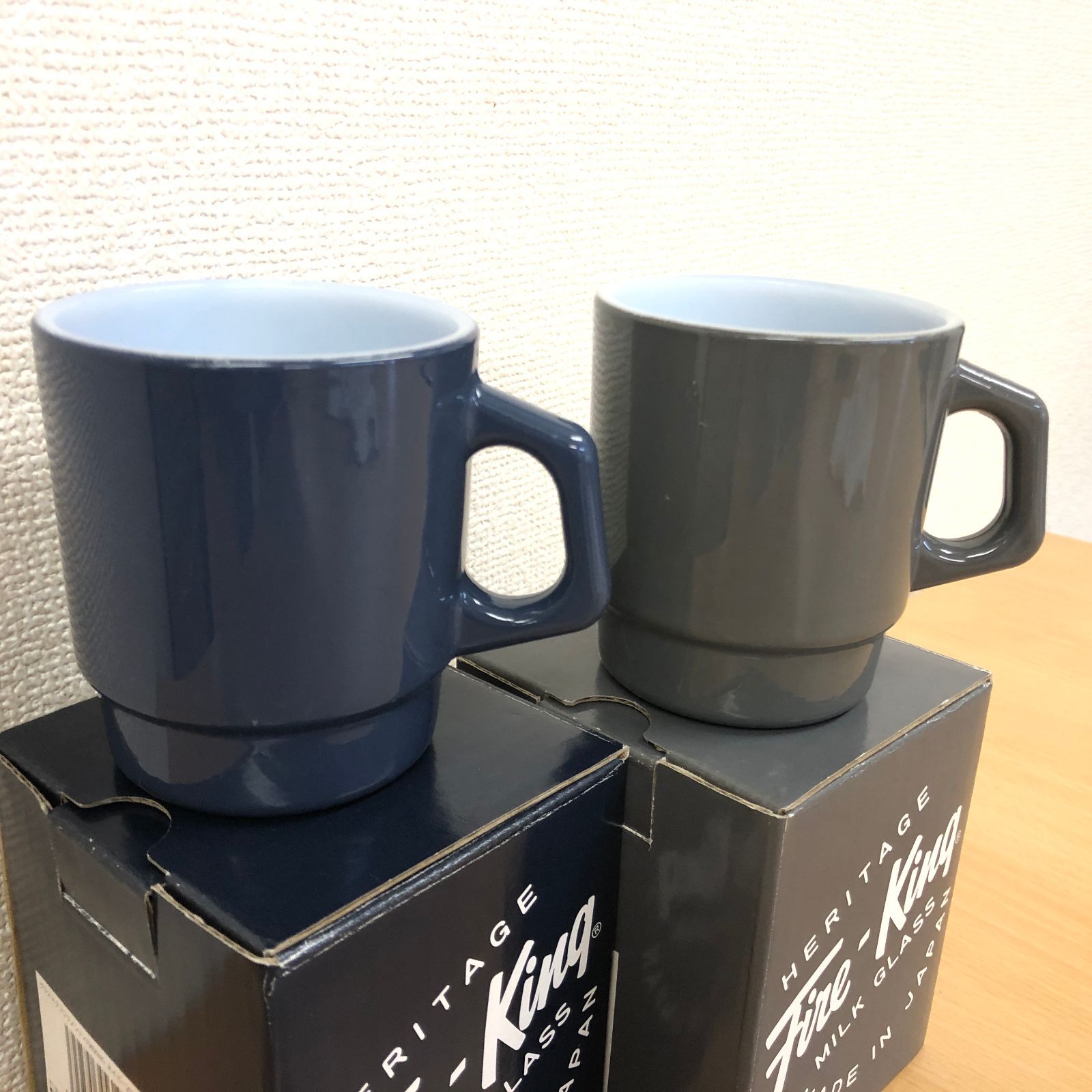 Starbucks Coffee - スターバックス◆グラスマグフラグメント×FIREKING◆グレー+ネイビーセット STARBUCKS スターバックス グラスマグフラグメント×FIRE KING