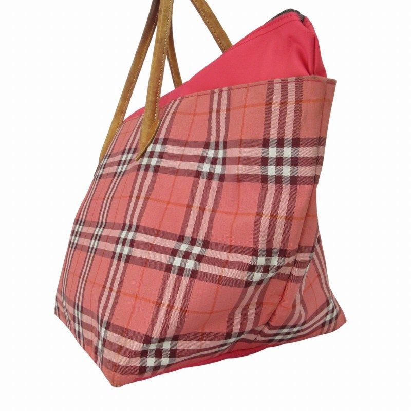 BURBERRY チェック柄 トートバッグ ピンク - BURBERRY（バーバリー 