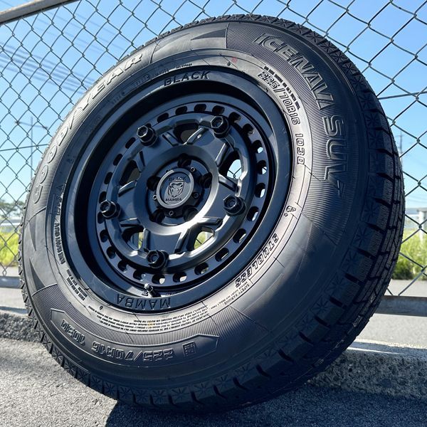 デリカD5 RAV4 エクストレイル CX5 16インチ 新品 スタッドレス タイヤホイール 4本セット GOODYEAR ICENAVI SUV  225/70R16 グッドイヤー 冬 スノー マットブラック 純正車高 ブラックマンバ 7.5J+35 - メルカリ