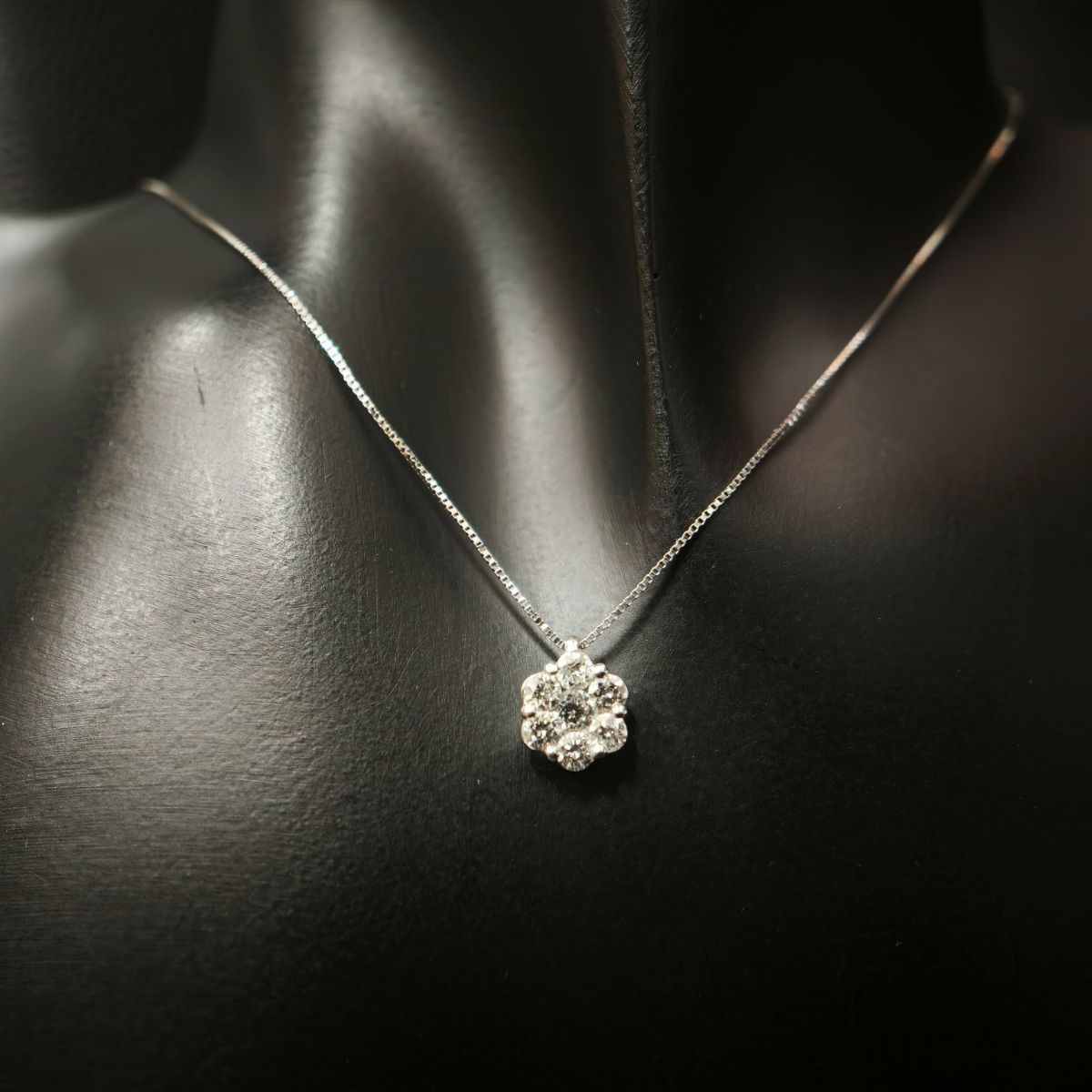 K18WG ハートトップ ダイヤ ネックレス ホワイトゴールド 0.06ct 40.0cm 総重量2.6g スタージュエリー 〓 K18WGダイヤモンド付き ネックレストップ ハート アクセサリー 小物