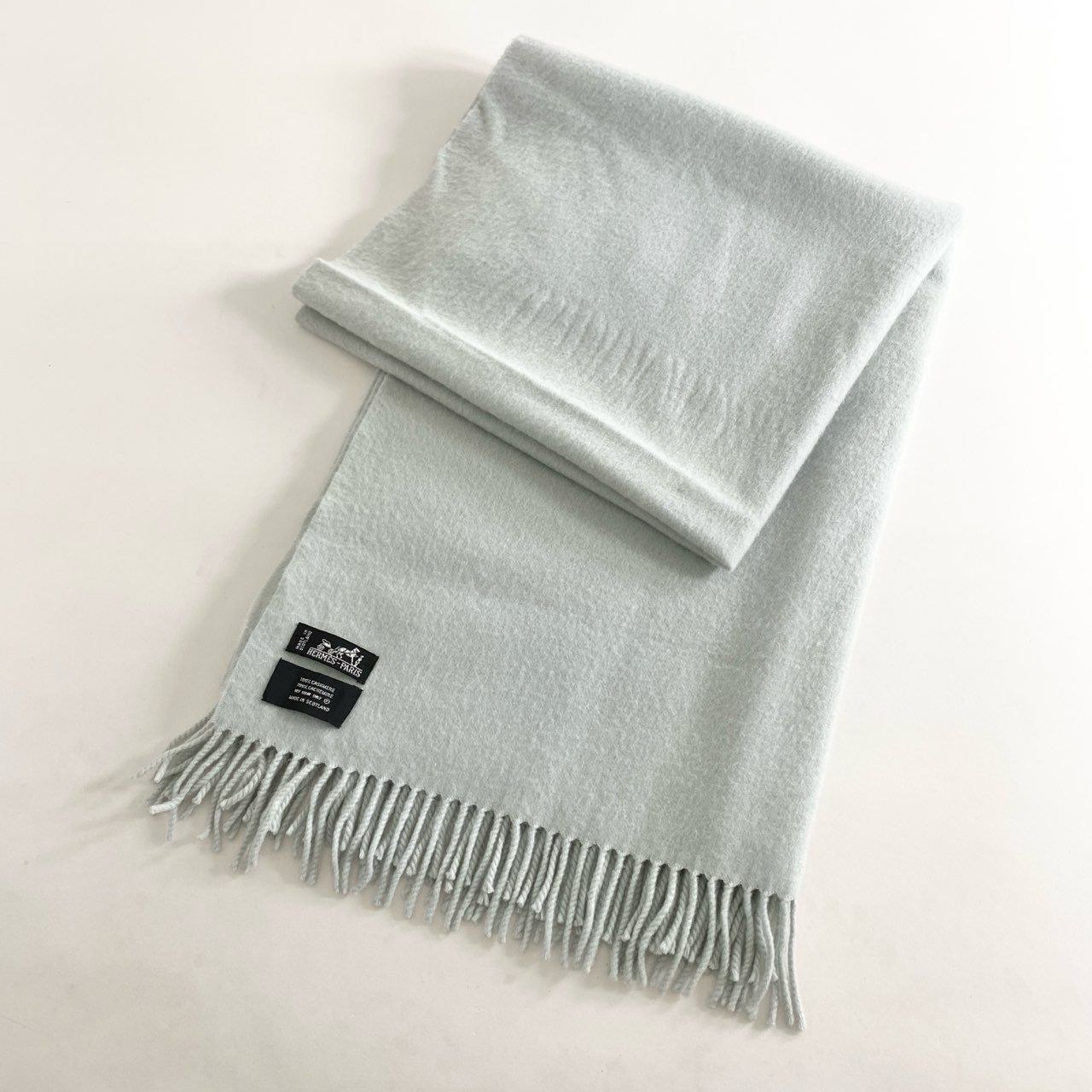 HERMES エルメス カシミヤ100% マフラー ストール ホワイトショール