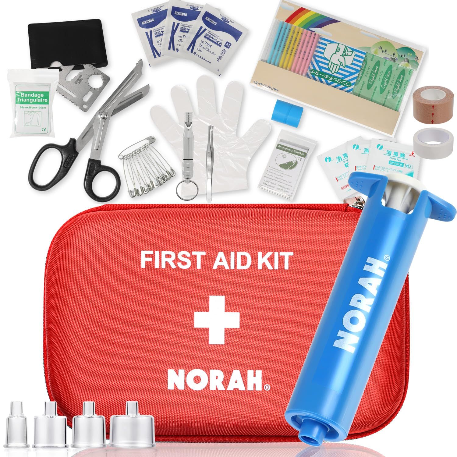 救急セット 救急箱 ファーストエイド 登山 応急処置 強吸引 ポイズンリムーバー 21点セット NORAH