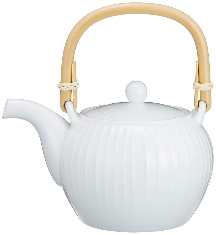 白山陶器 土瓶 白 約 φ12×11cm 650ml 白磁立筋 HAKUJITATESUJI 波佐見焼