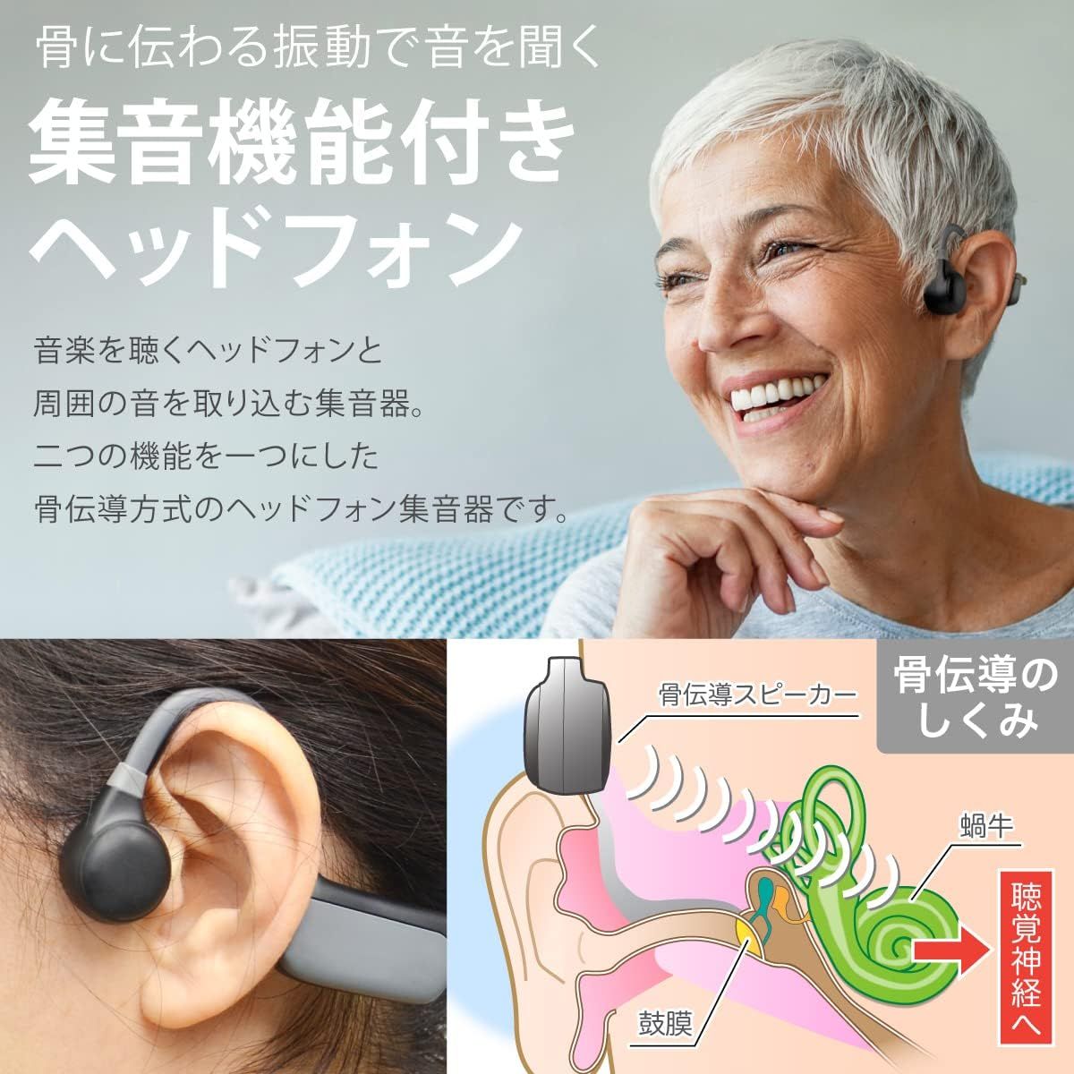 JTT Online 骨伝導 集音器 ヘッドホン Bluetooth 5.0 イヤホン