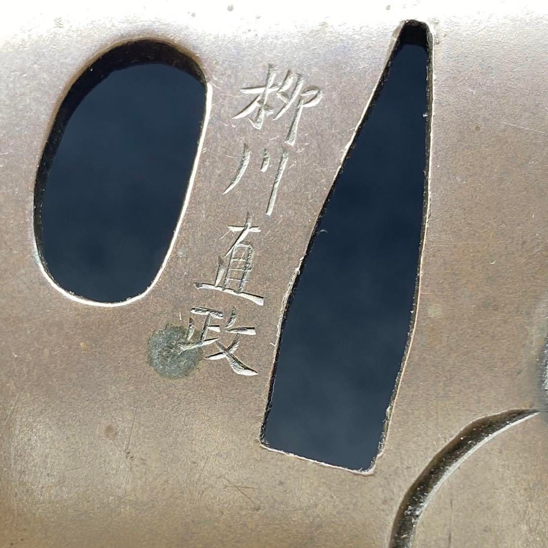 柳川直政 金象嵌布袋鍔 72g 縦6㎝ 東Y6-0515 2Fトトカ