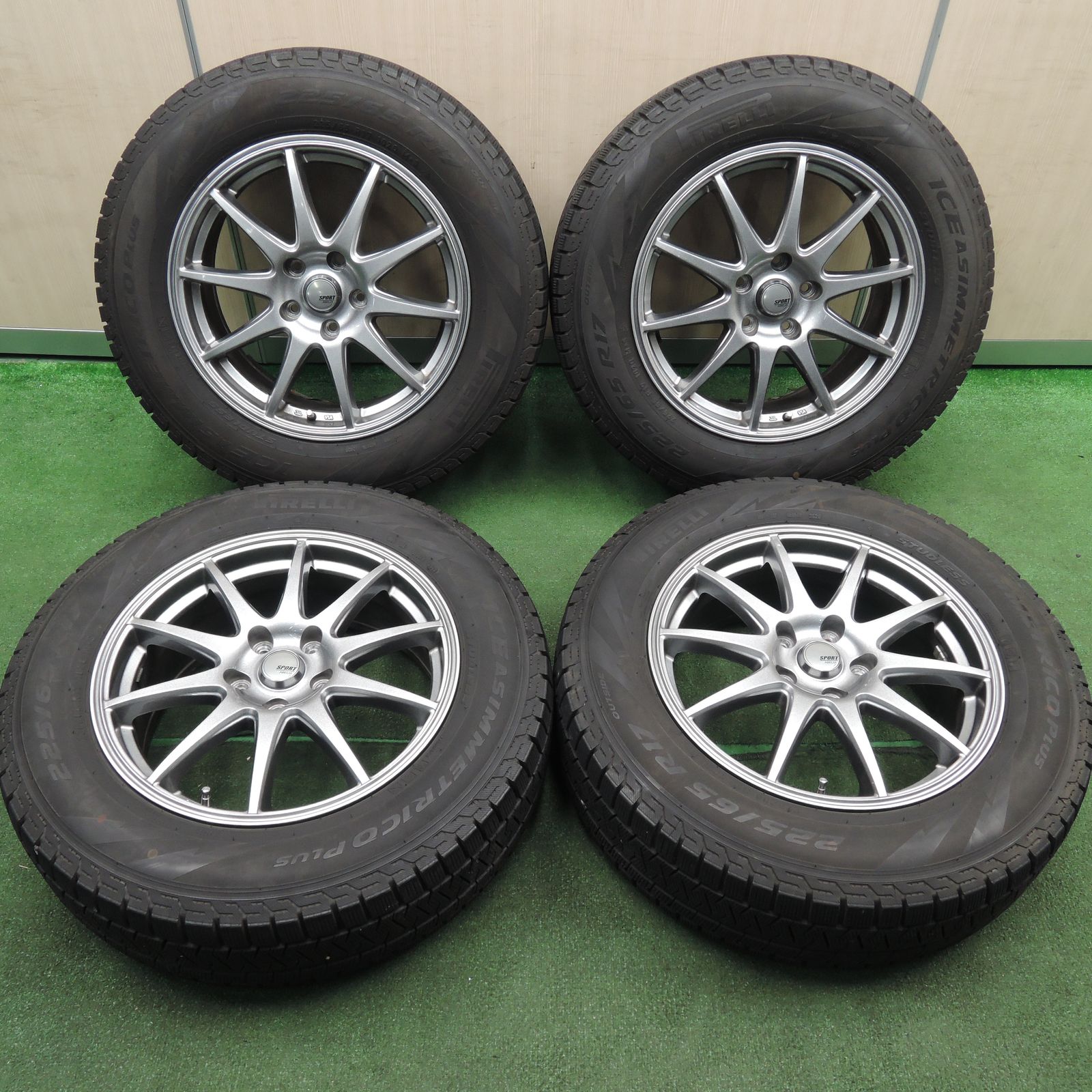 *送料無料*バリ溝！20年！キレイ！8.5分スタッドレス 225/65R17 ピレリ アイスアシンメトリコ プラス SPORT ABELIA 17インチ PCD114.3/5H4010708TNス