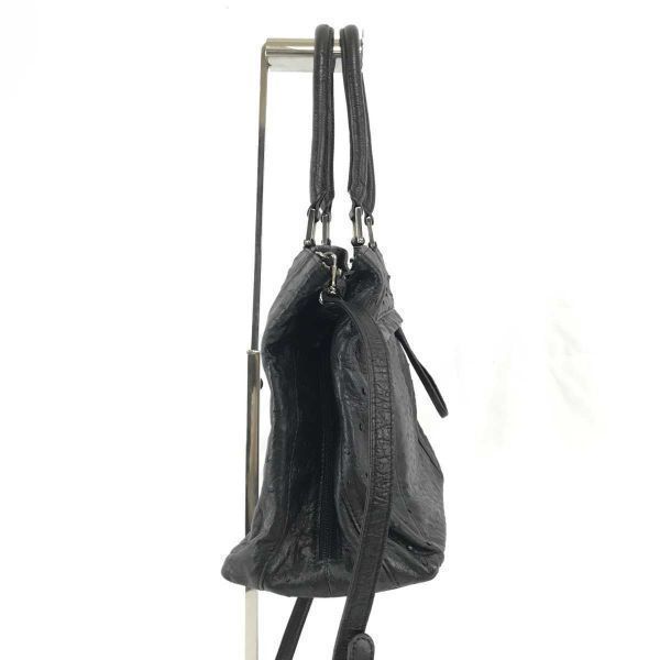 良品★ KAROO/クラインカルー★日本製/オーストリッチ/ハンド/ショルダーバッグ★黒★ブラック/Made in Japan◆/Made in Japan◆X1-176 良品☆KLEIN KAROO/クラインカルー☆日本製/オーストリッチ/ハンド