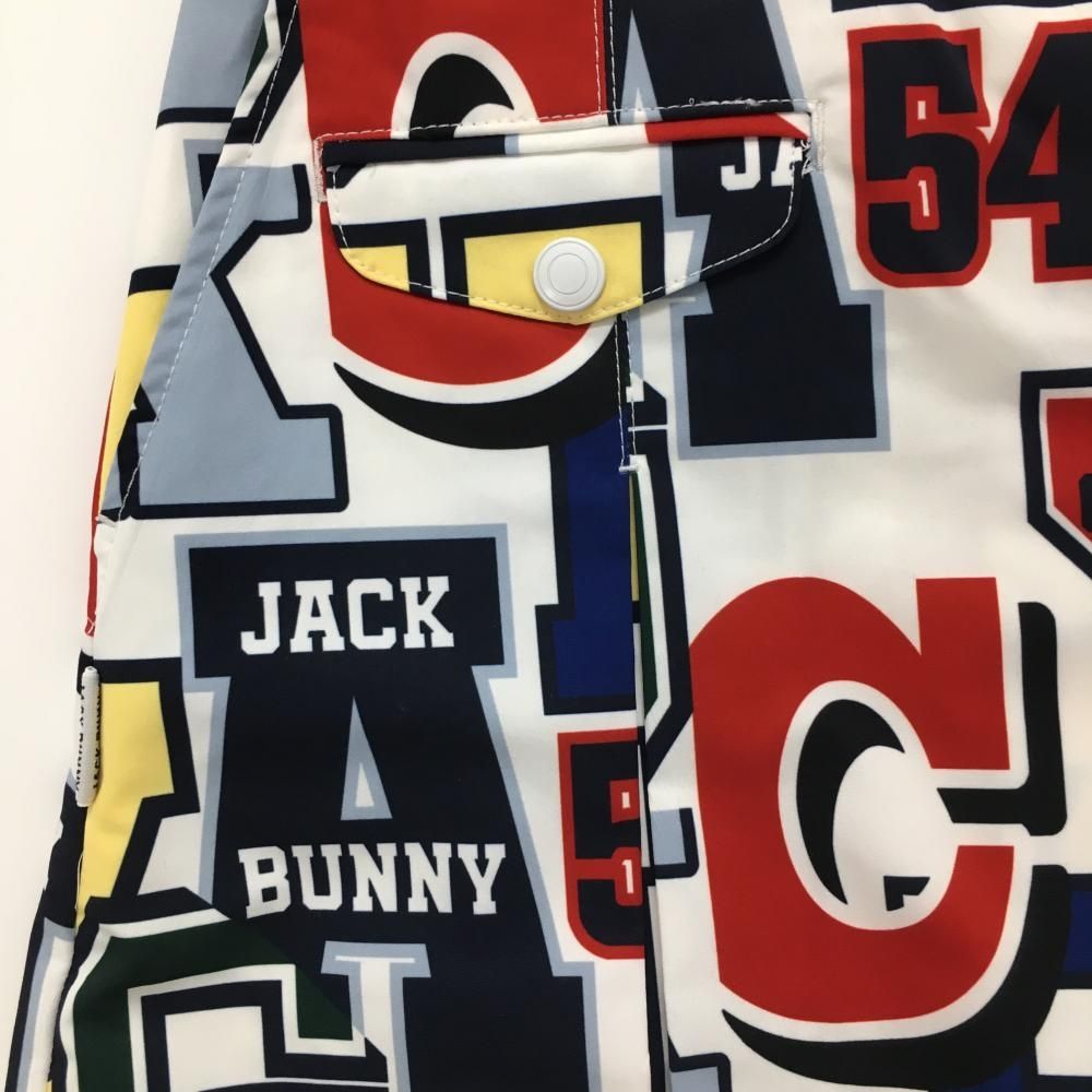 超美品】ジャックバニー スカート 白×マルチカラー 英字柄 ボックス