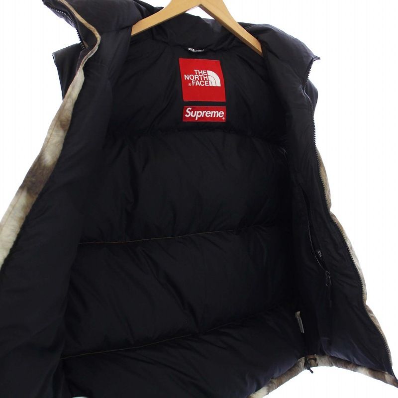 シュプリーム SUPREME THE NORTH FACE 13FW Fur Print Nuptse ダウンベスト アウター ジップアップ 切替  フード S 黒 ブラック ベージュ ND01341 /KH - メルカリ