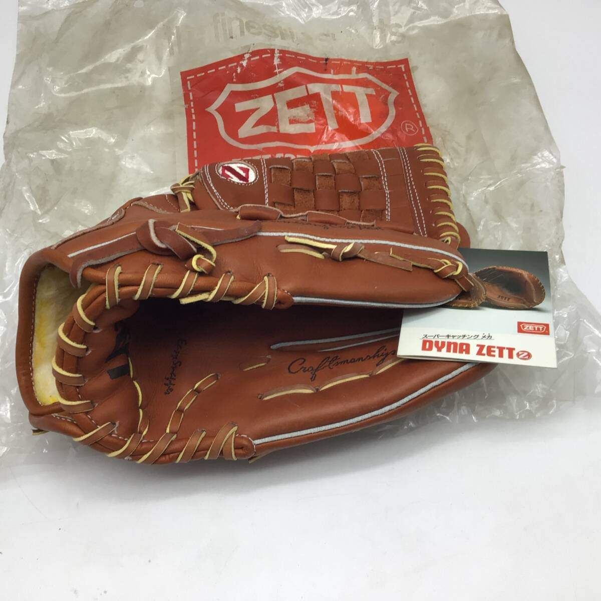 1413 ZETT ゼット 軟式用 グローブ 王冠ゼットラベル 投手用 DYNA ZETT 1980年初頭 デットストック 絶版