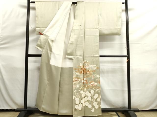【高級訪問着】 駒刺繍　道長扇面花文　金彩　逸品✨No.59 平和屋着物□豪華色留袖 駒刺繍 扇面花文 金彩 正絹 逸品